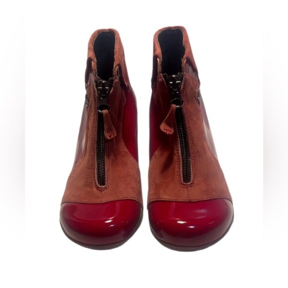 NWT Portofino red leather round toe All day comfort Trend orthodic ankle boot 36 - Picture 2 of 4